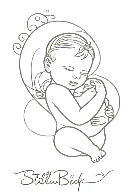 stillbirth baby girl tattoo design idea