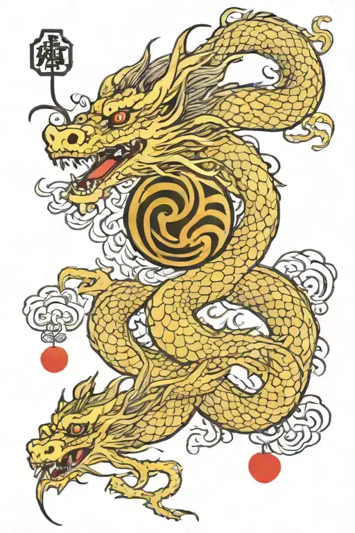 dragon and heart and bao tattoo design idea