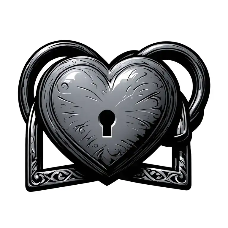 name, heart shaped lock, love, masculine tattoo design idea