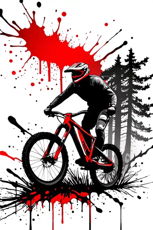 mtb forest scene tattoo design idea