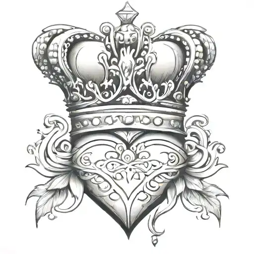  J with a heart around it and a crown tattoo design idea