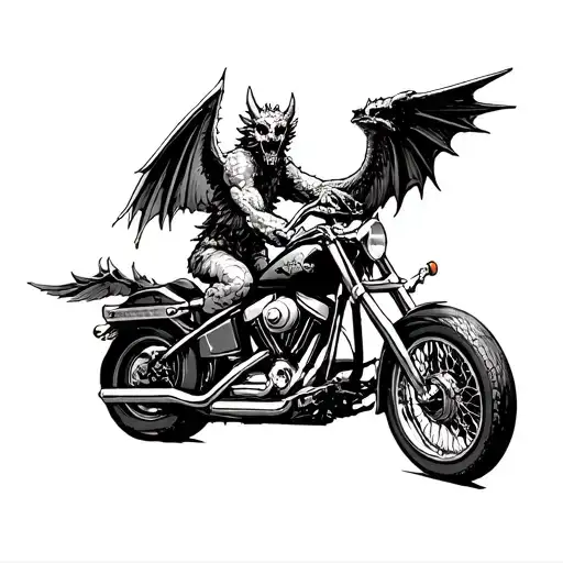 gargoyle old school maps motorcycle hd gothic tattoo design idea