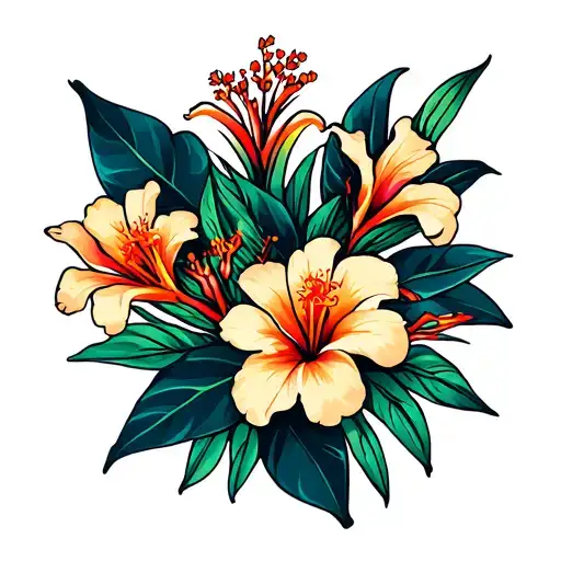 Hibicus Fiji Islands tattoo design idea