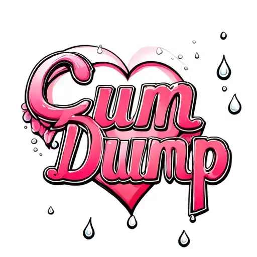 "Cum Dump" "Cum Dump" heart, white droplets, tattoo design idea