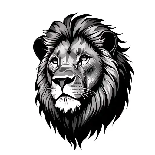 lion fine line drawing tattoo design idea