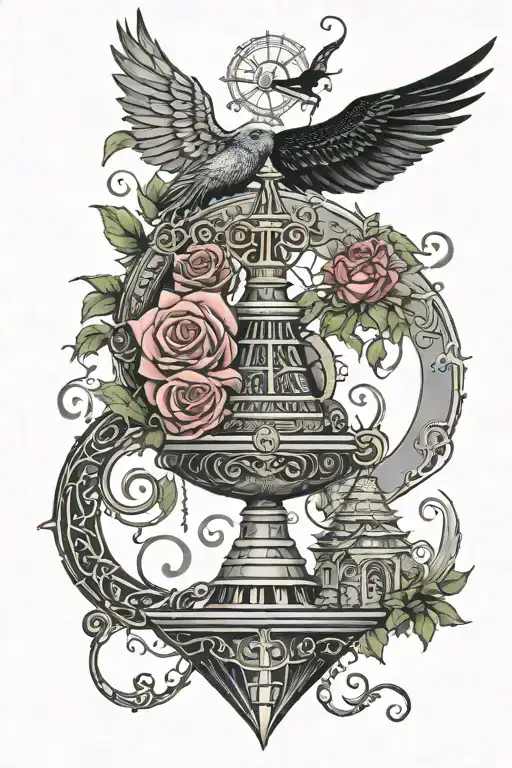 roses dragon coil waterfall flowing pyramid big tree crows moon yinyang hourglass whale wheel chair eyeball tattoo design idea