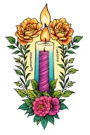 nana and grandma names on each side of a tall candle  tattoo design idea