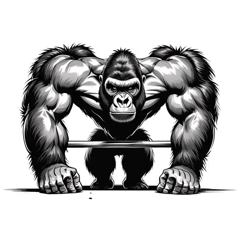 gorilla deadlifting weights tattoo design idea