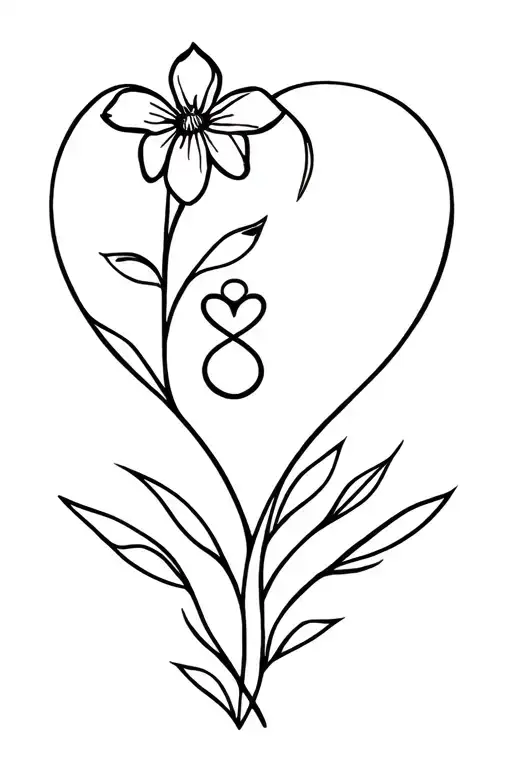shanti symbol integrated with unconditional love symbol and freesia flower tattoo design idea