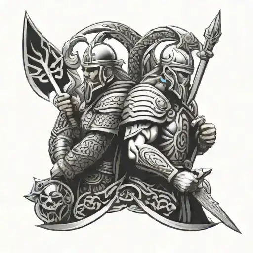 Celtic warriors tattoo design idea