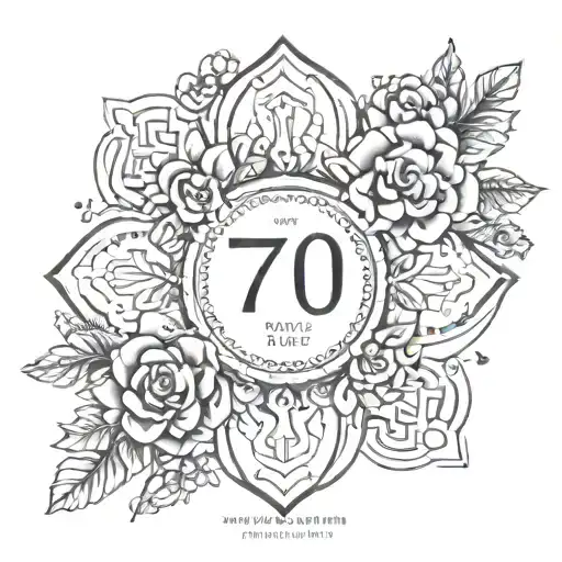 70 x 7 heavenly virtues with a date of birth tattoo design idea