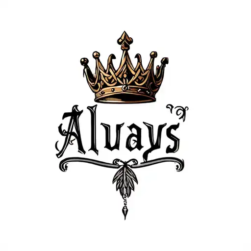 "Tays Always " Name with king crown hang that are woven into 1 unique tattoo with a Celtic Irish an Native American feel to the design  tattoo design idea