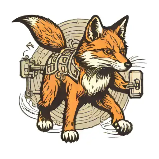  fox running with a light switch on its back tattoo design idea