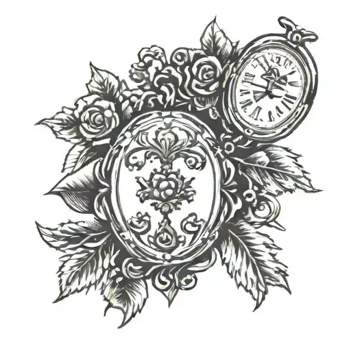 locket antique hanging tattoo design idea