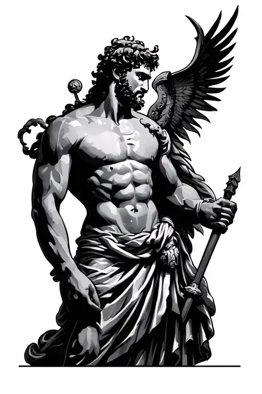 Atlas Greek Mythology style Heracles tattoo design idea