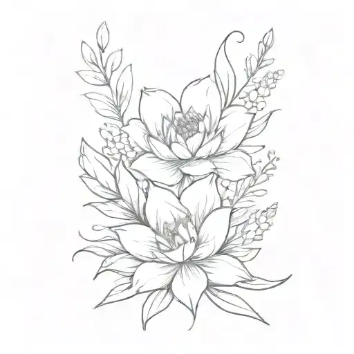 birth flower bouquet bow of succulents tattoo design idea