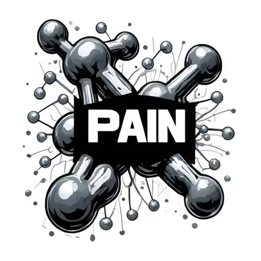 dopamine molecule, wirh adrenaline molecule, and the word pain tattoo design idea