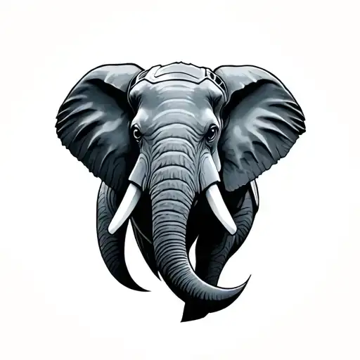 armoured war elephant head tattoo design idea
