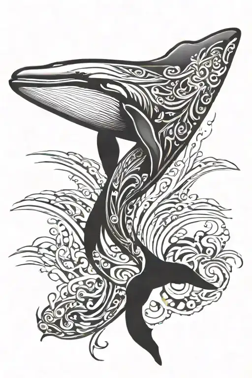 humpback whale breaching tattoo design idea