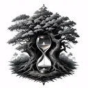 Tree Hourglass tattoo design idea