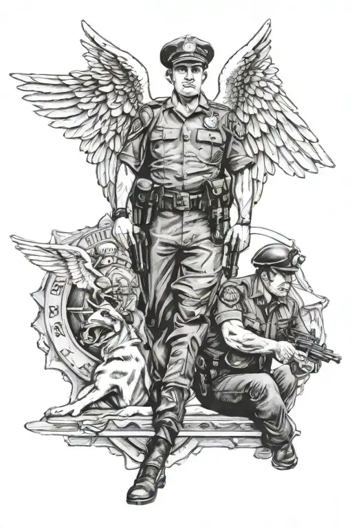 Police Angel 2807+ Police Tattoo Ideas in 2025 - BlackInk AI