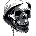 basic skull in hoodie tattoo design idea