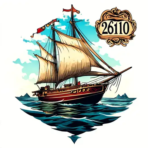 sailboat with 2610 as boat number tattoo design idea