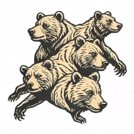 3 bear cubs tattoo design idea