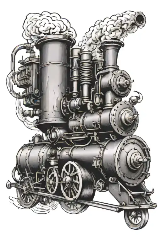 steam engine with guns tattoo design idea