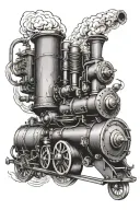 steam engine with guns tattoo design idea