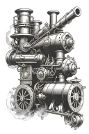 steam engine with guns tattoo design idea