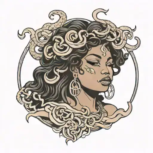 plus size black woman Medusa tattoo design idea