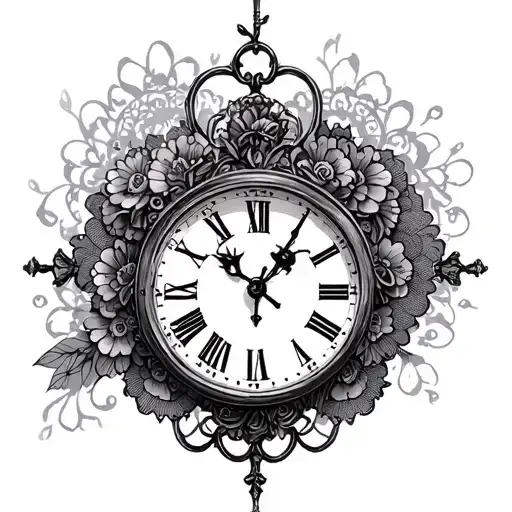 birth clock feminine with lace tattoo design idea