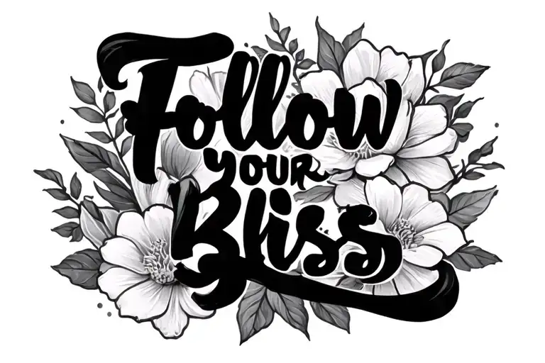 "Follow Your Bliss" cursive writing tattoo design idea