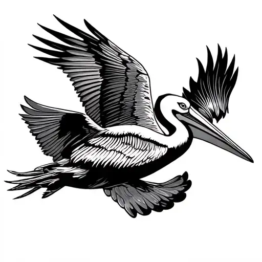 flying pelican tattoo design idea