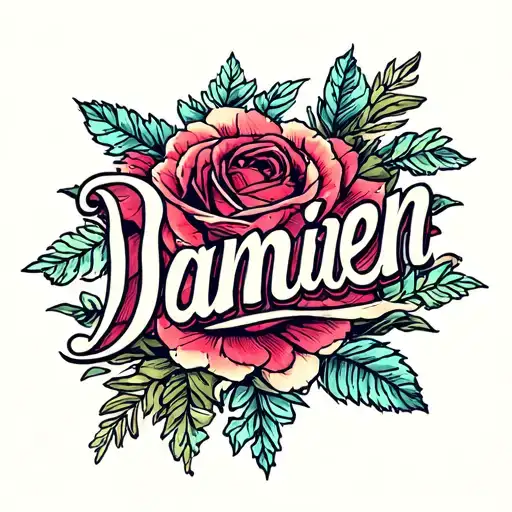"Damien" cursive font west coast style tattoo design idea