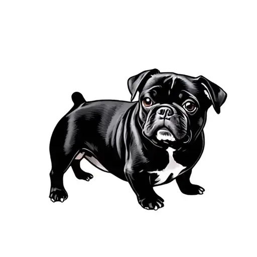 Black Pug tattoo design idea