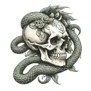 SKULL AND SNAKE tattoo design idea