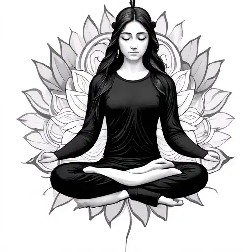 equanimity and meditation pose tattoo design idea