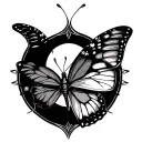 combine the medusa, poison tree, butterfly, semicolon in one tattoo, butterfly design tattoo design idea
