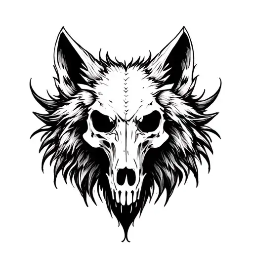 wolf skull front view tattoo design idea