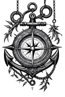 compass and anchor hanging tattoo design idea
