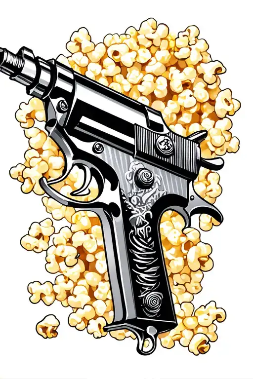 tattoo gun and popcorn  tattoo design idea