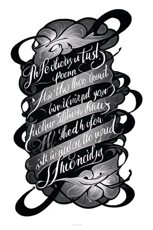 Invictus poem written in elegant calligraphy tattoo design idea