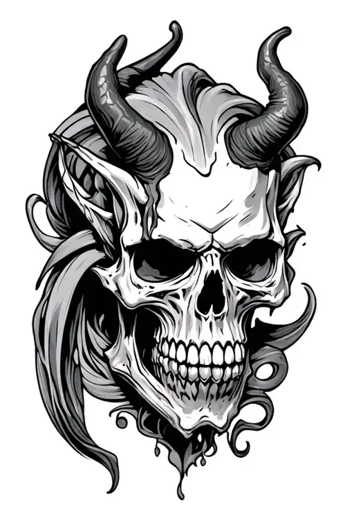 hand tattoo demon skull tattoo design idea
