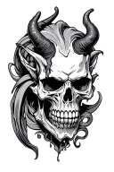 hand tattoo demon skull tattoo design idea