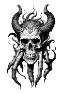 hand tattoo demon skull tattoo design idea