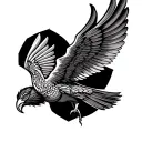 spread wings on knee Mayan bird flying flying up tattoo design idea