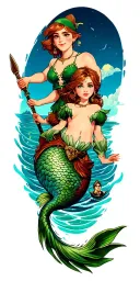 Peter Pan never land lagoon with pirates and mermaids tattoo design idea