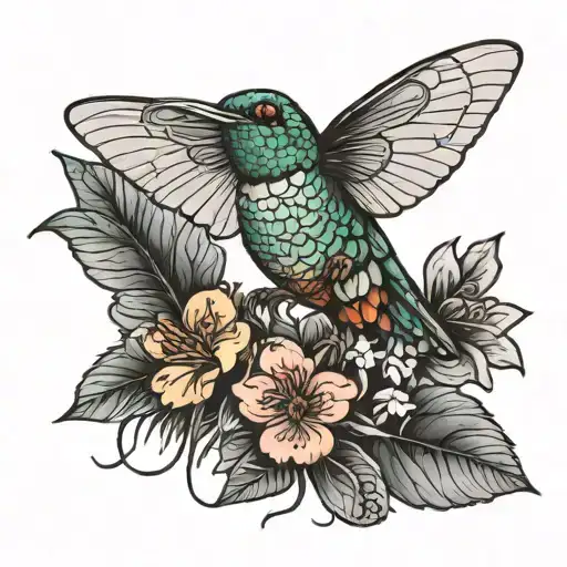 cicada and a hummingbird tattoo design idea